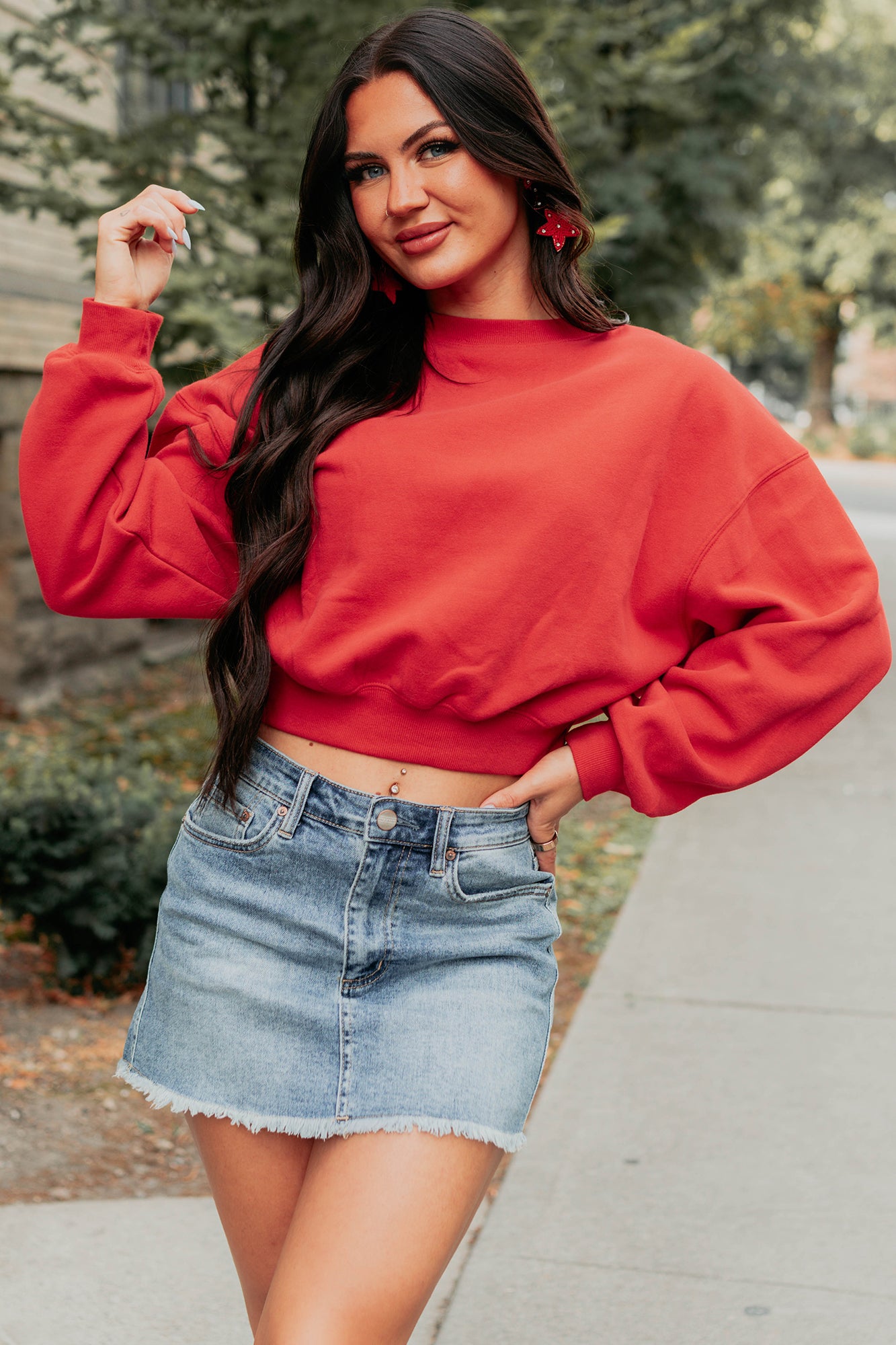 Finding My Rhythm Cropped Sweatshirt (Red) · NanaMacs