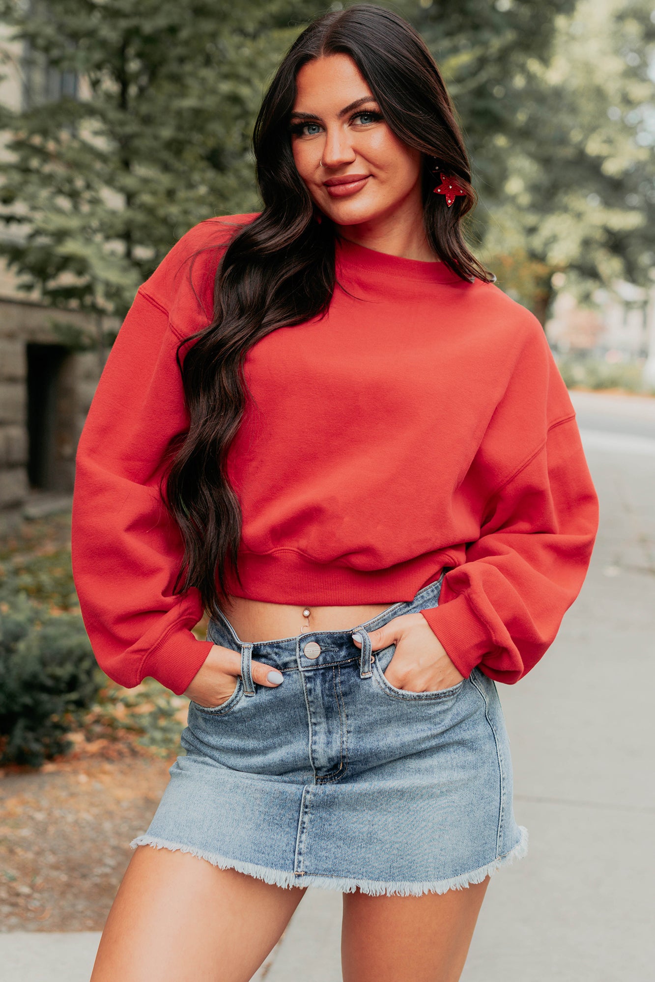 Finding My Rhythm Cropped Sweatshirt (Red) · NanaMacs