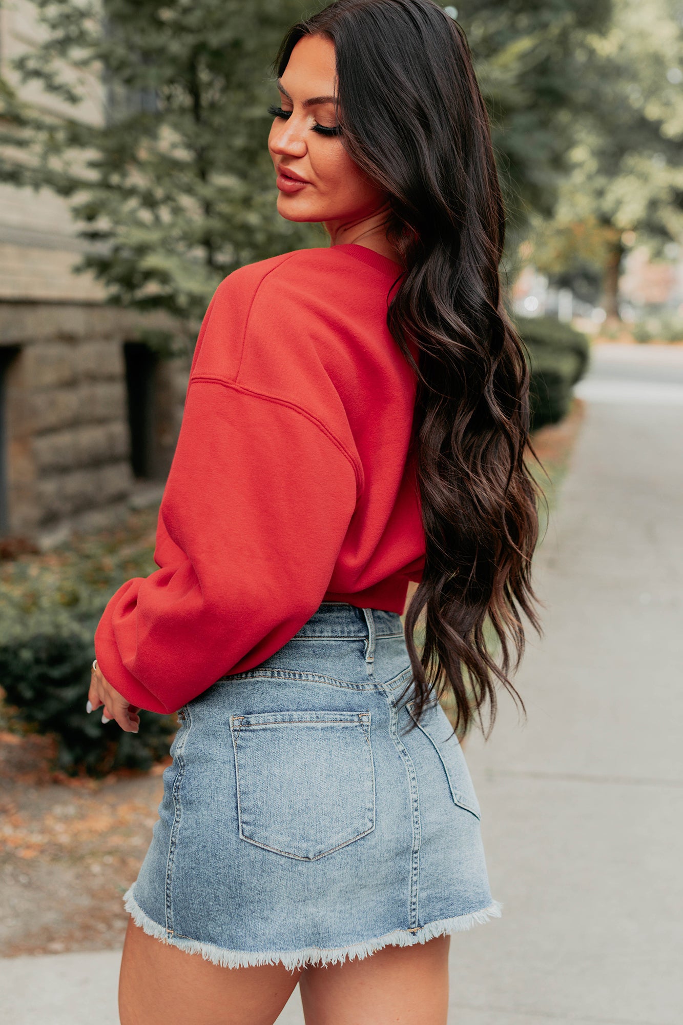 Finding My Rhythm Cropped Sweatshirt (Red) - NanaMacs
