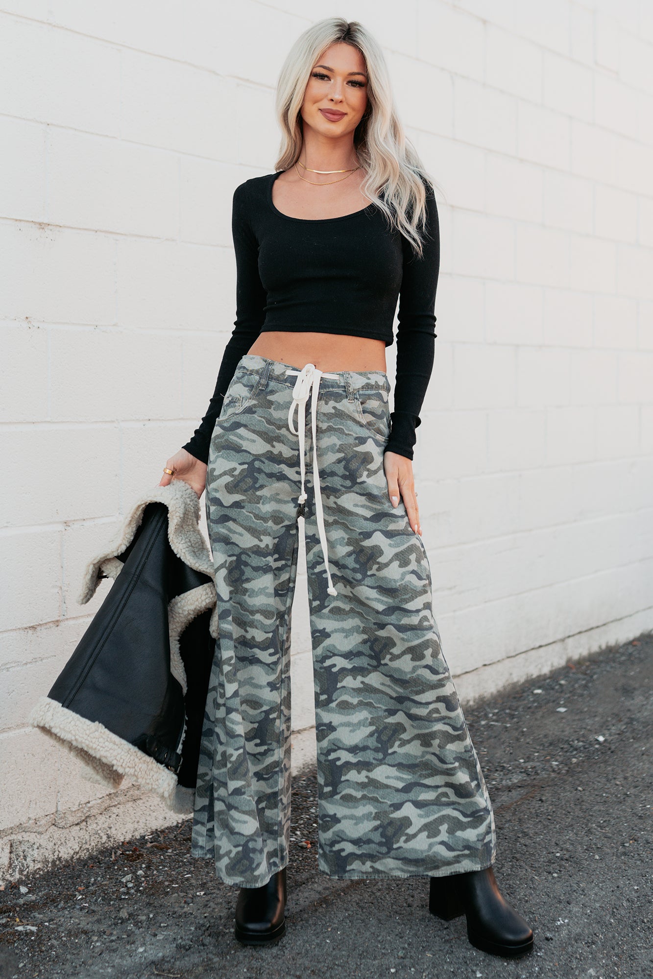 Patrick Drawstring NoaBoa Denim Pants (Camo/Green) - NanaMacs