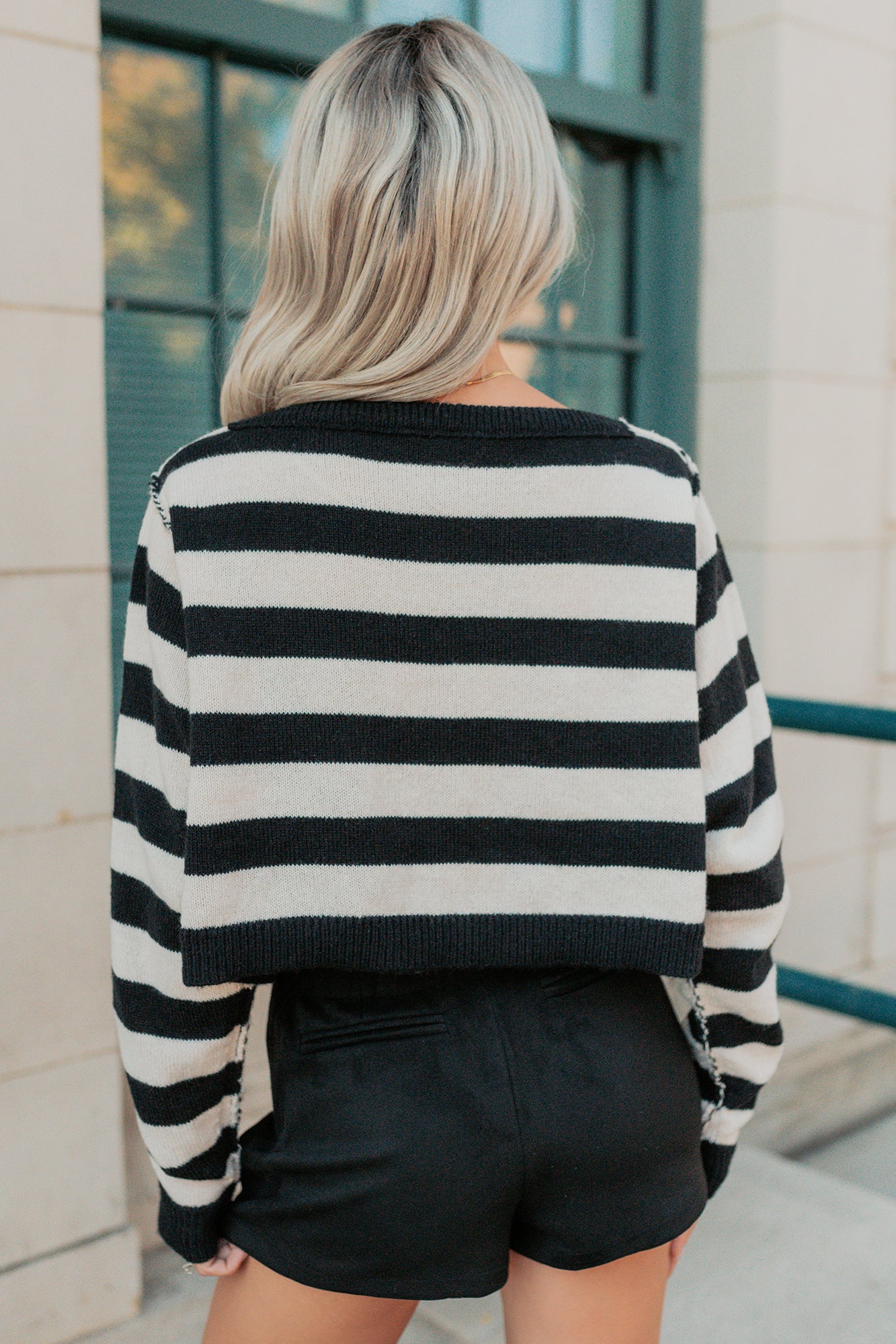 Wishing Well Stripe Boat Neck Sweater (Black/Cream) - NanaMacs