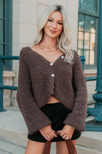 Evening Bliss Button-Up Knit Cardigan (Chestnut) - NanaMacs