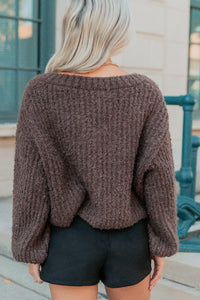 Evening Bliss Button-Up Knit Cardigan (Chestnut) - NanaMacs