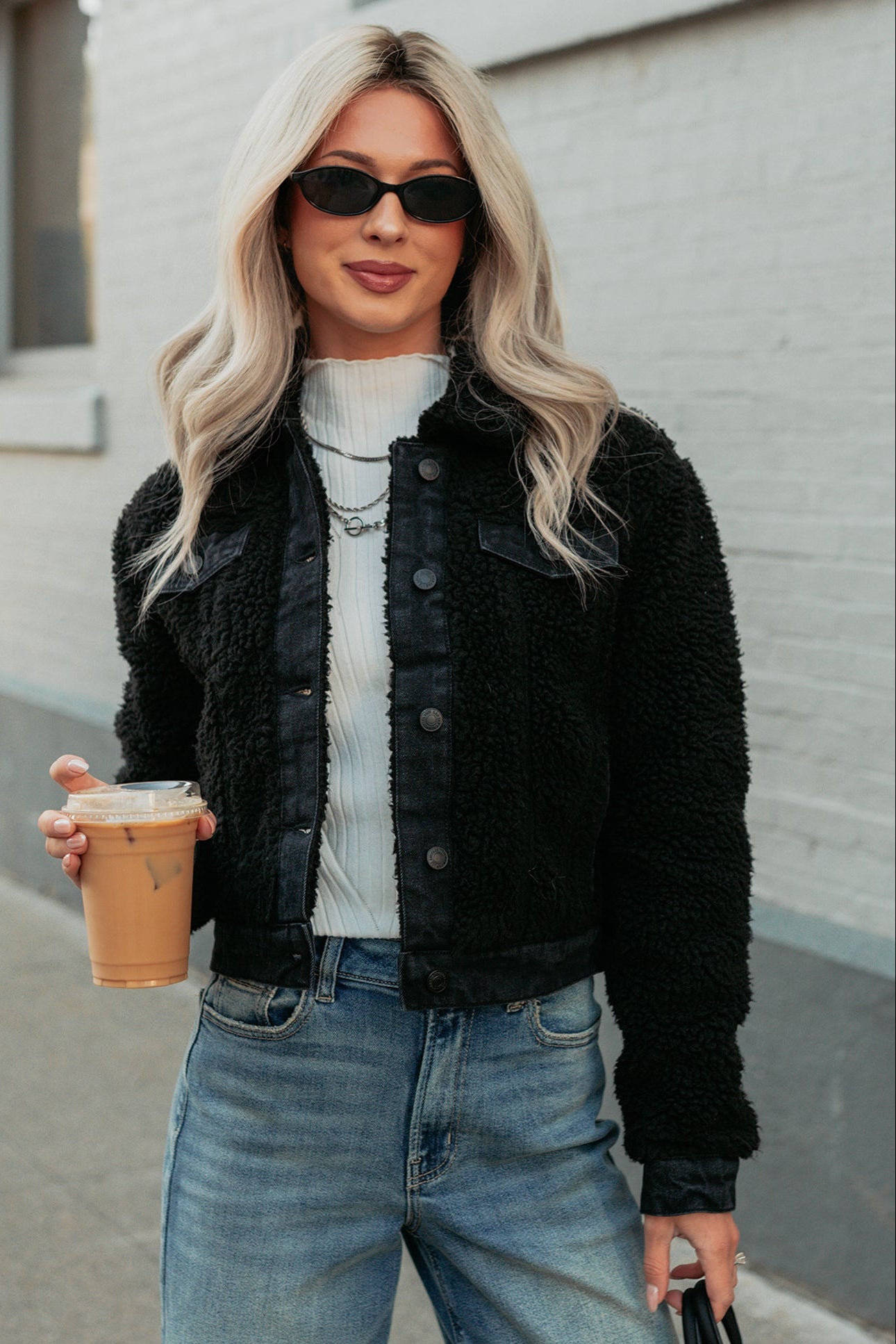 No Worries Here Sherpa Crop Kancan Jacket (Black) - NanaMacs