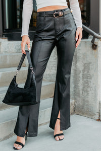 Edwin Faux Leather Kancan Bootcut Pants (Black) - NanaMacs