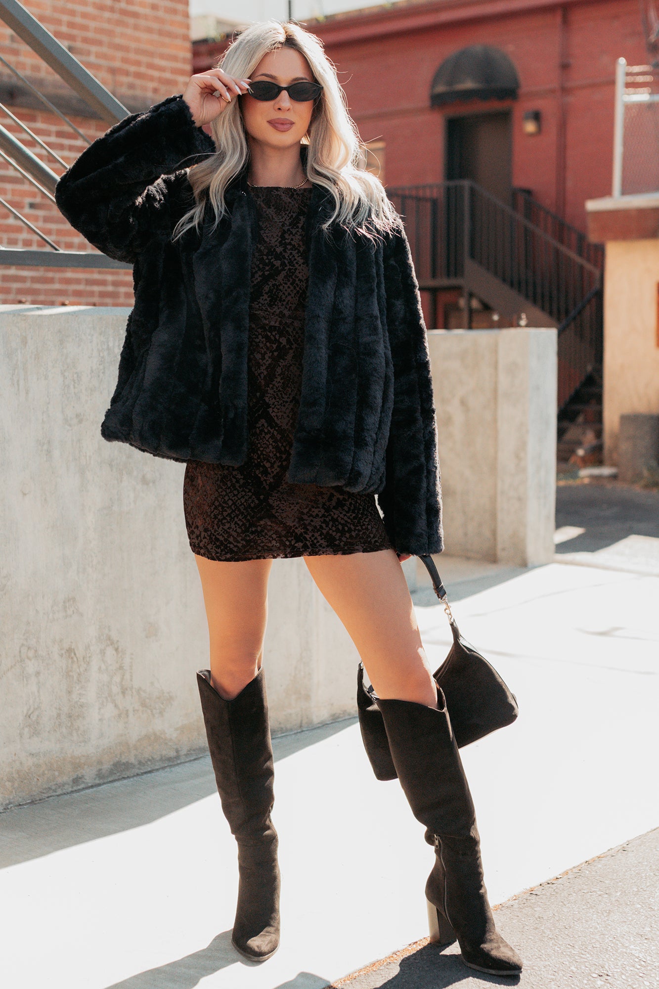 Snuggle Bug Faux Fur Jacket (Black) - NanaMacs