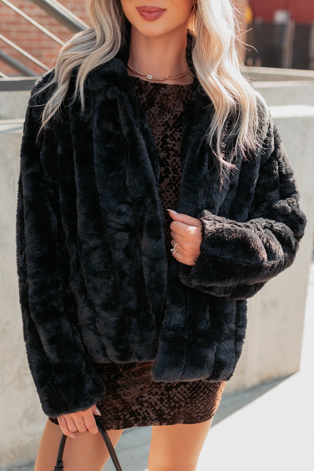 Snuggle Bug Faux Fur Jacket (Black) - NanaMacs
