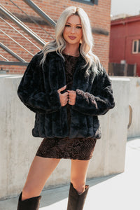 Snuggle Bug Faux Fur Jacket (Black) - NanaMacs
