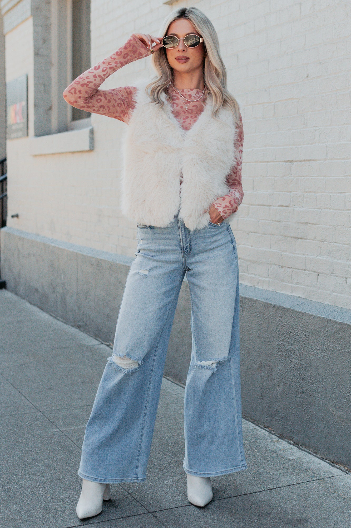 Passion & Desire Faux Fur Vest (Ecru) - NanaMacs