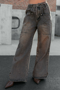 Hattie Wide Leg Washed Very J Jeans (Brown) - NanaMacs