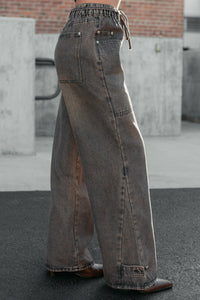 Hattie Wide Leg Washed Very J Jeans (Brown) - NanaMacs