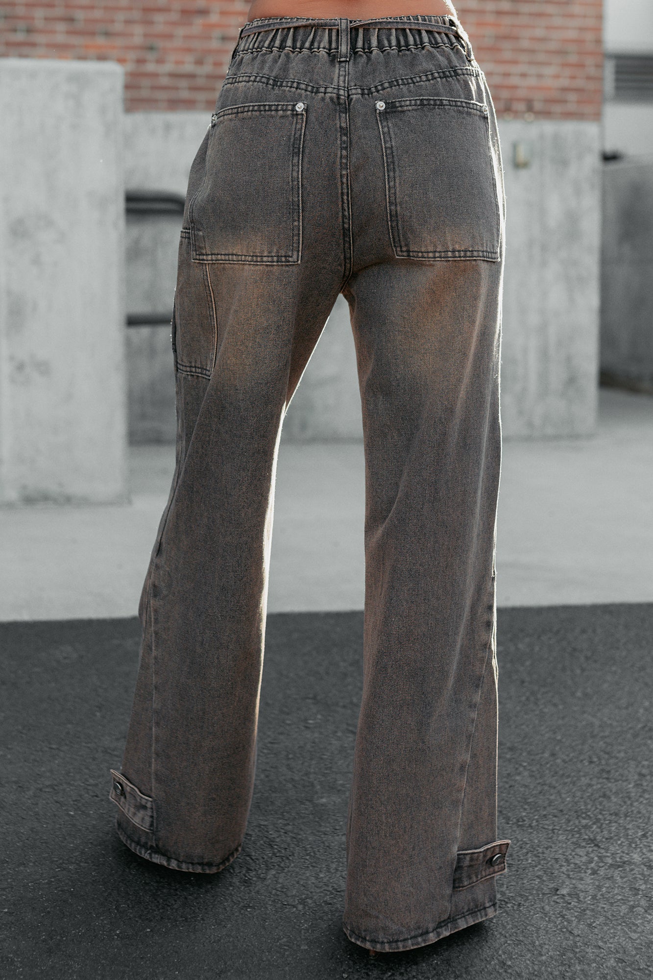 Hattie Wide Leg Washed Very J Jeans (Brown) - NanaMacs