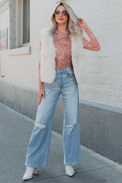 Passion & Desire Faux Fur Vest (Ecru) - NanaMacs