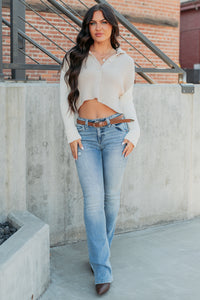 Dream Mirage Contrast Sleeve Cardigan Sweater (Sand) - NanaMacs