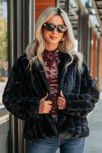 Snuggle Bug Faux Fur Jacket (Black) - NanaMacs