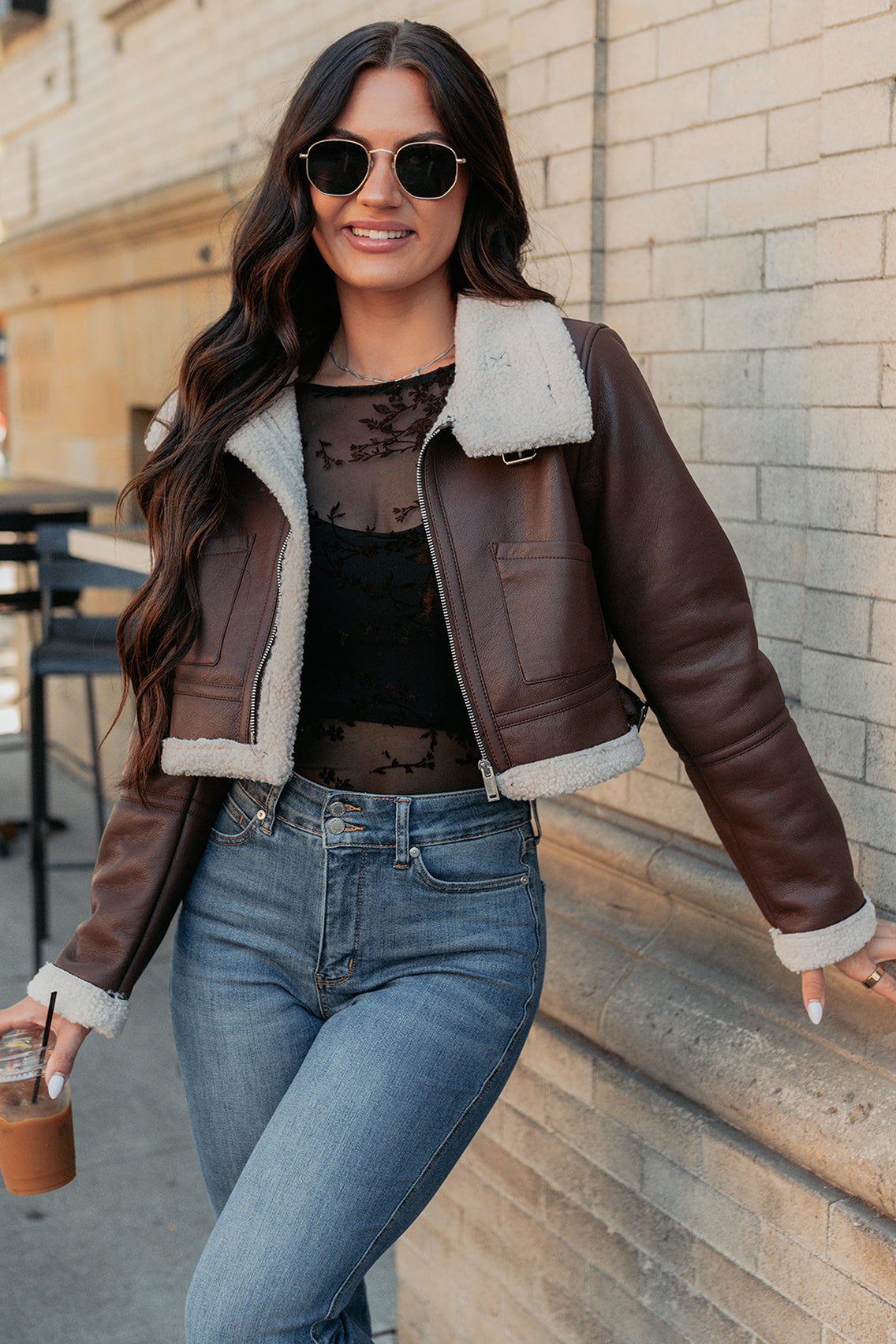 Urban Chill Faux Leather Sherpa Lined Jacket (Brown/Beige) · NanaMacs