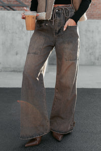 Hattie Wide Leg Washed Very J Jeans (Brown) - NanaMacs