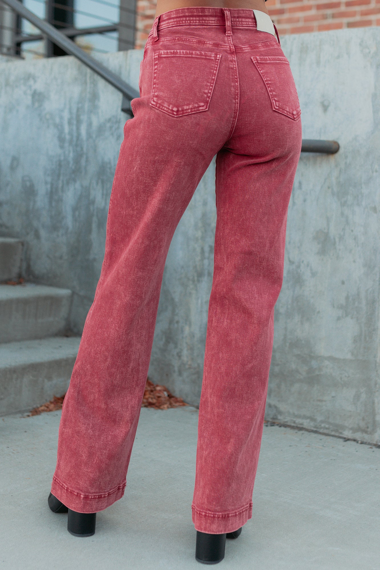 Haven Tummy Control Saige Denim Straight Jeans (Brick Red) - NanaMacs