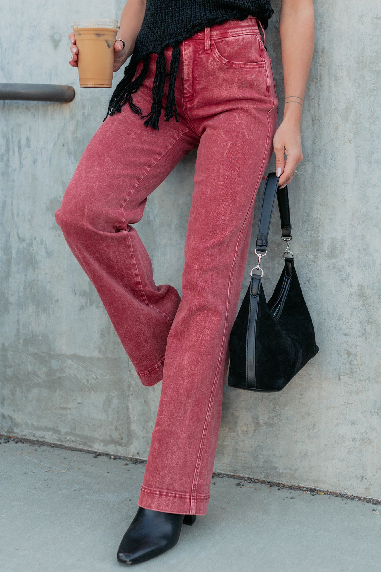 Haven Tummy Control Saige Denim Straight Jeans (Brick Red) · NanaMacs