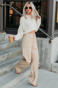 Vincent Faux Leather FORE Carpenter Pants (Beige) - NanaMacs