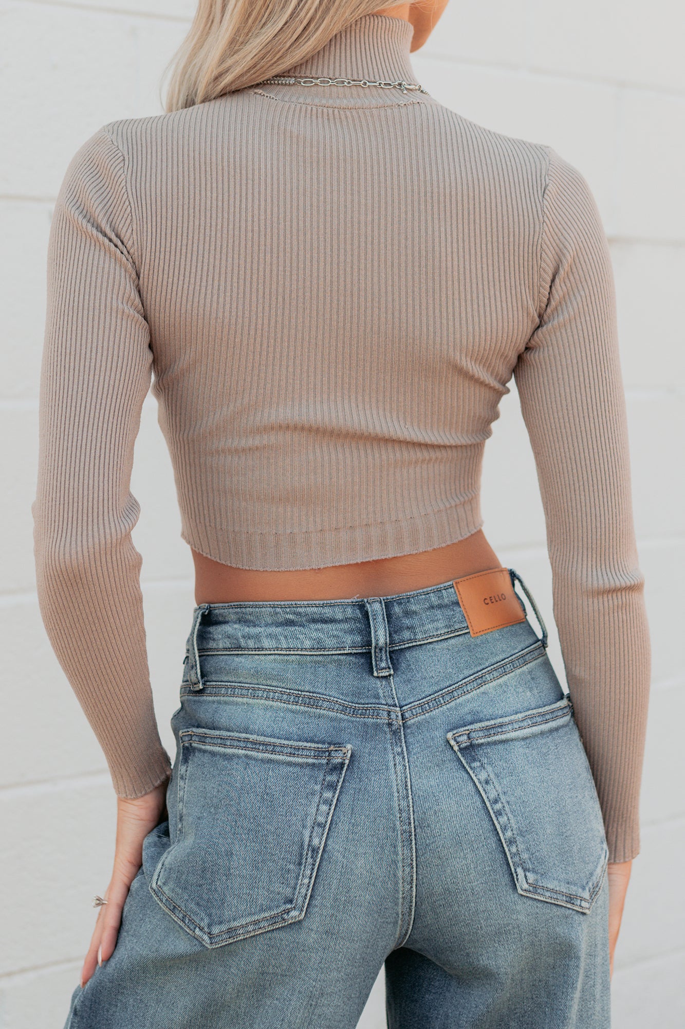 Simply Divine Ribbed Turtle Neck Crop Top (Ash) - NanaMacs