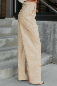 Vincent Faux Leather FORE Carpenter Pants (Beige) - NanaMacs