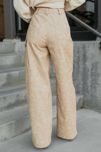 Vincent Faux Leather FORE Carpenter Pants (Beige) - NanaMacs