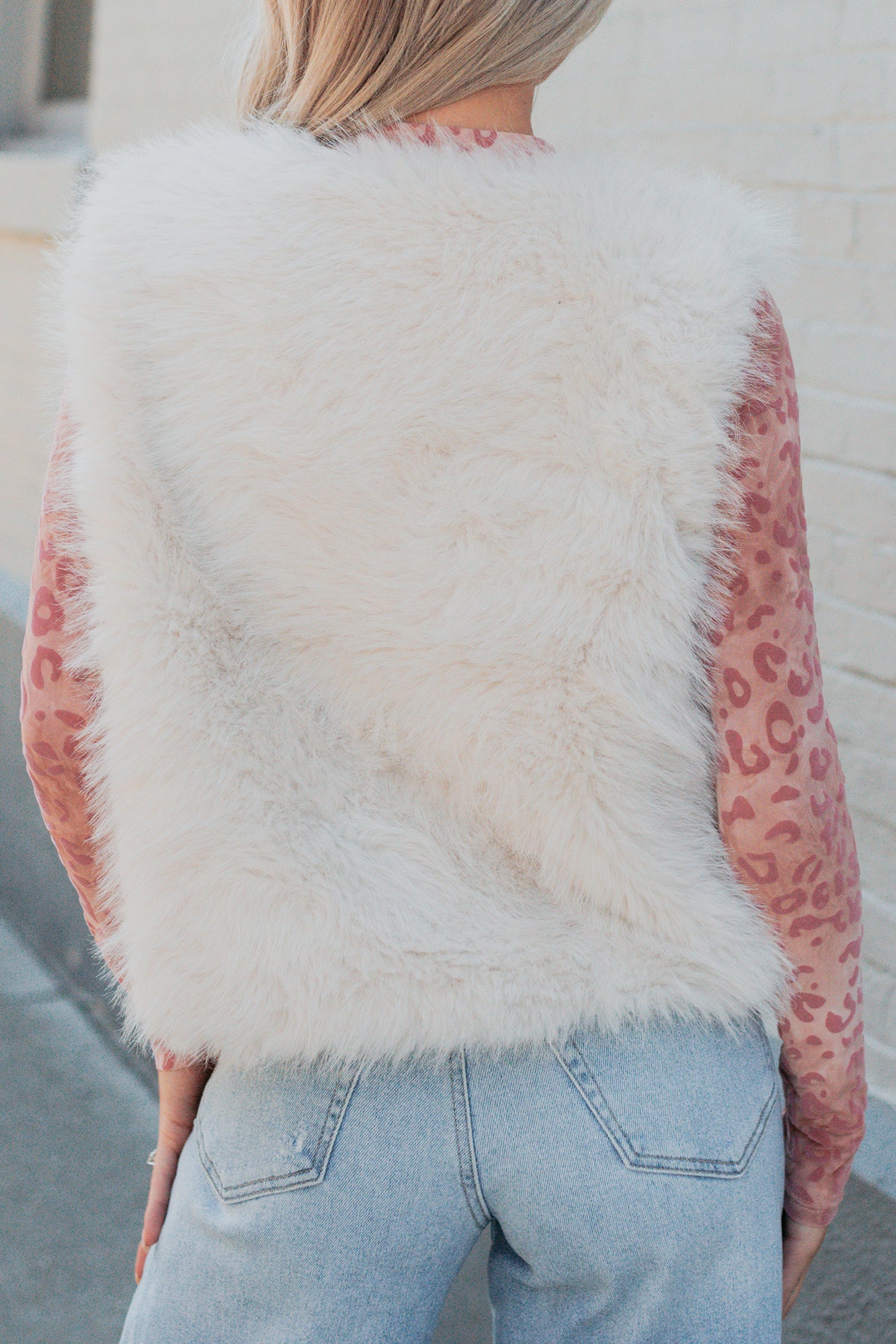 bodycon dress with fur vest Iris Silver Fox Fur Vest
