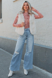 Passion & Desire Faux Fur Vest (Ecru) - NanaMacs