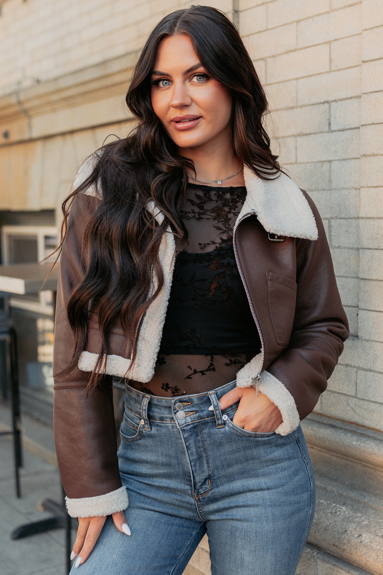 Urban Chill Faux Leather Sherpa Lined Jacket (Brown/Beige) · NanaMacs