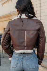 Urban Chill Faux Leather Sherpa Lined Jacket (Brown/Beige) - NanaMacs