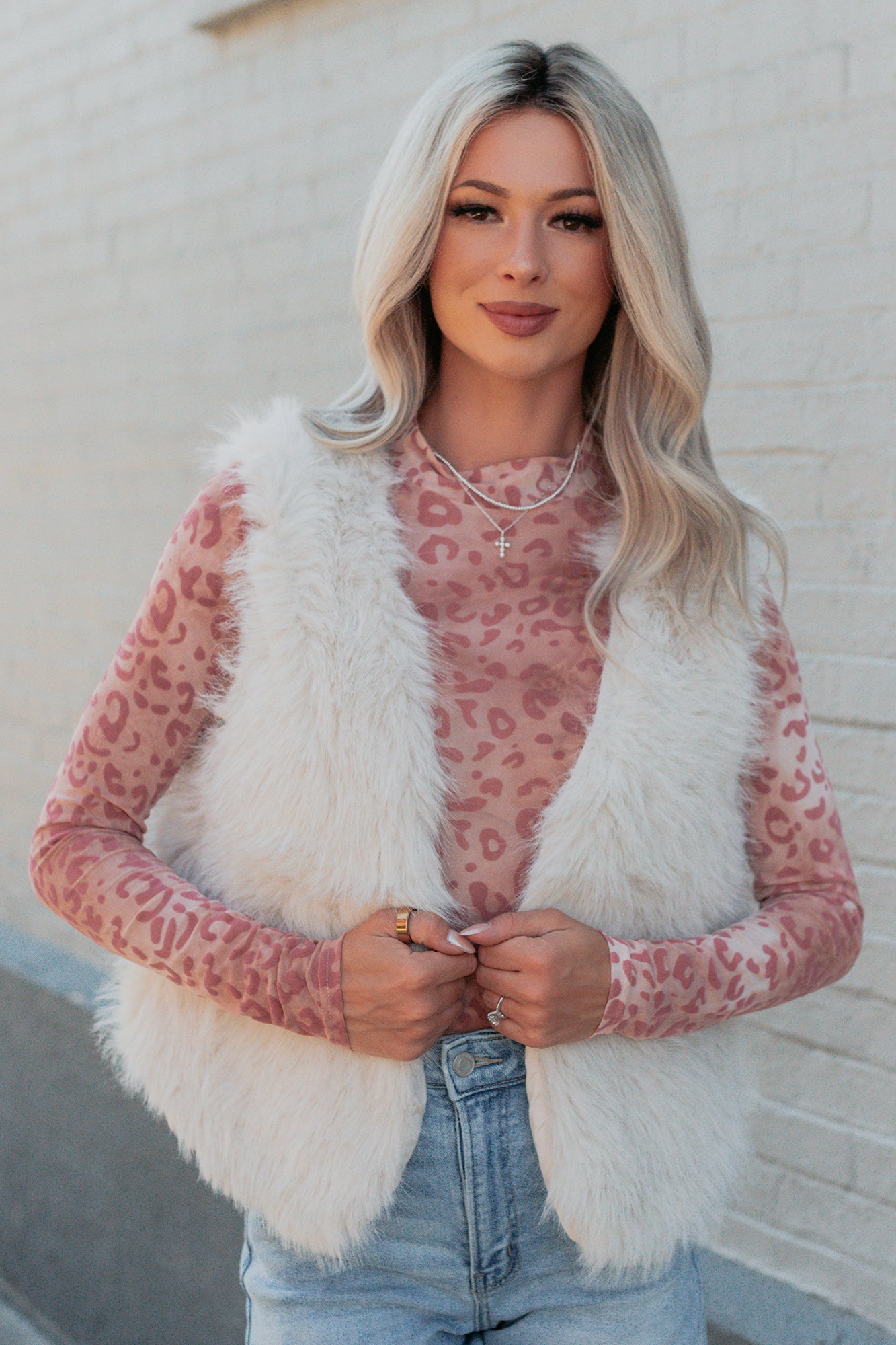 Passion & Desire Faux Fur Vest (Ecru) - NanaMacs