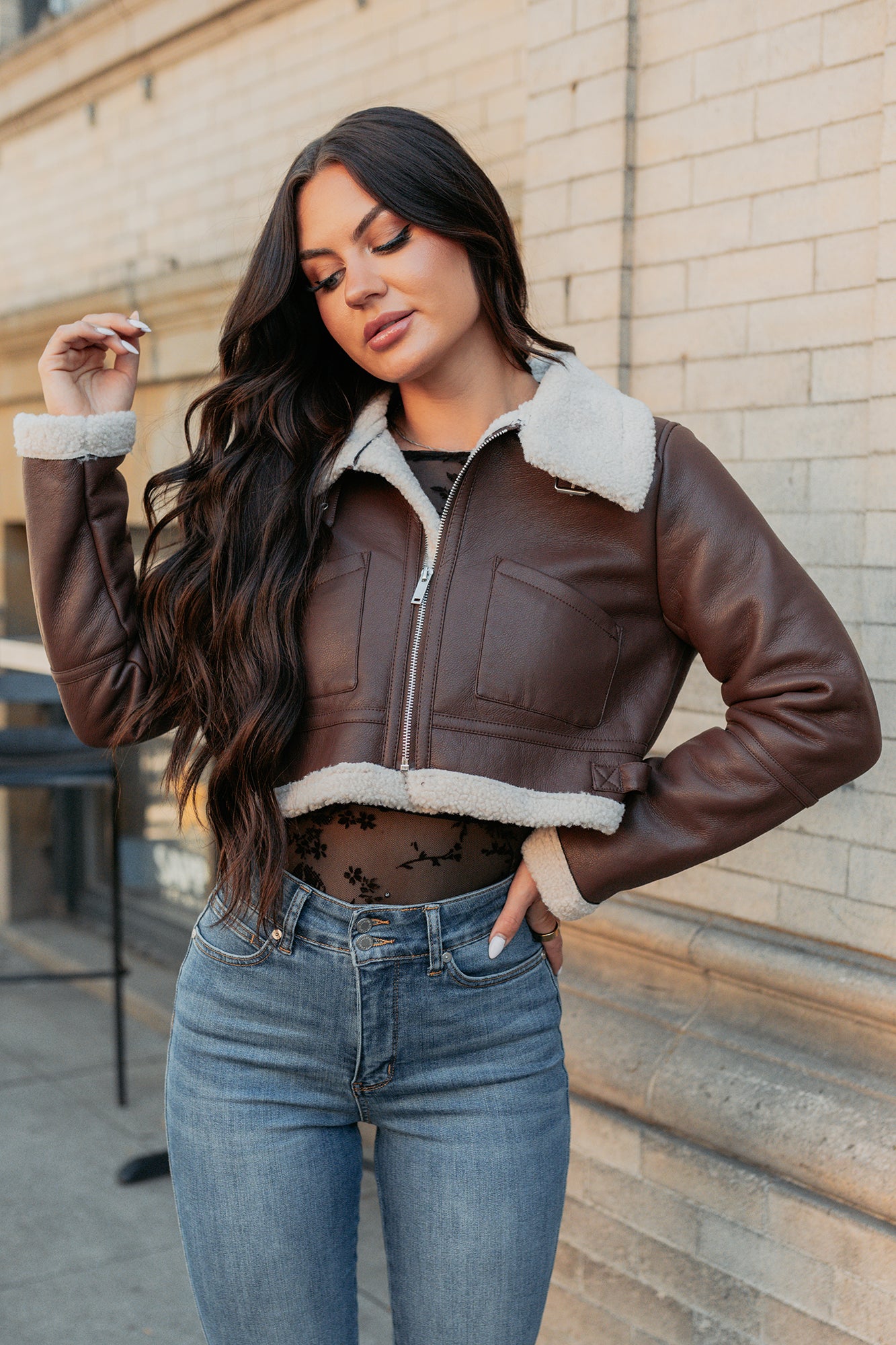 Urban Chill Faux Leather Sherpa Lined Jacket (Brown/Beige) · NanaMacs