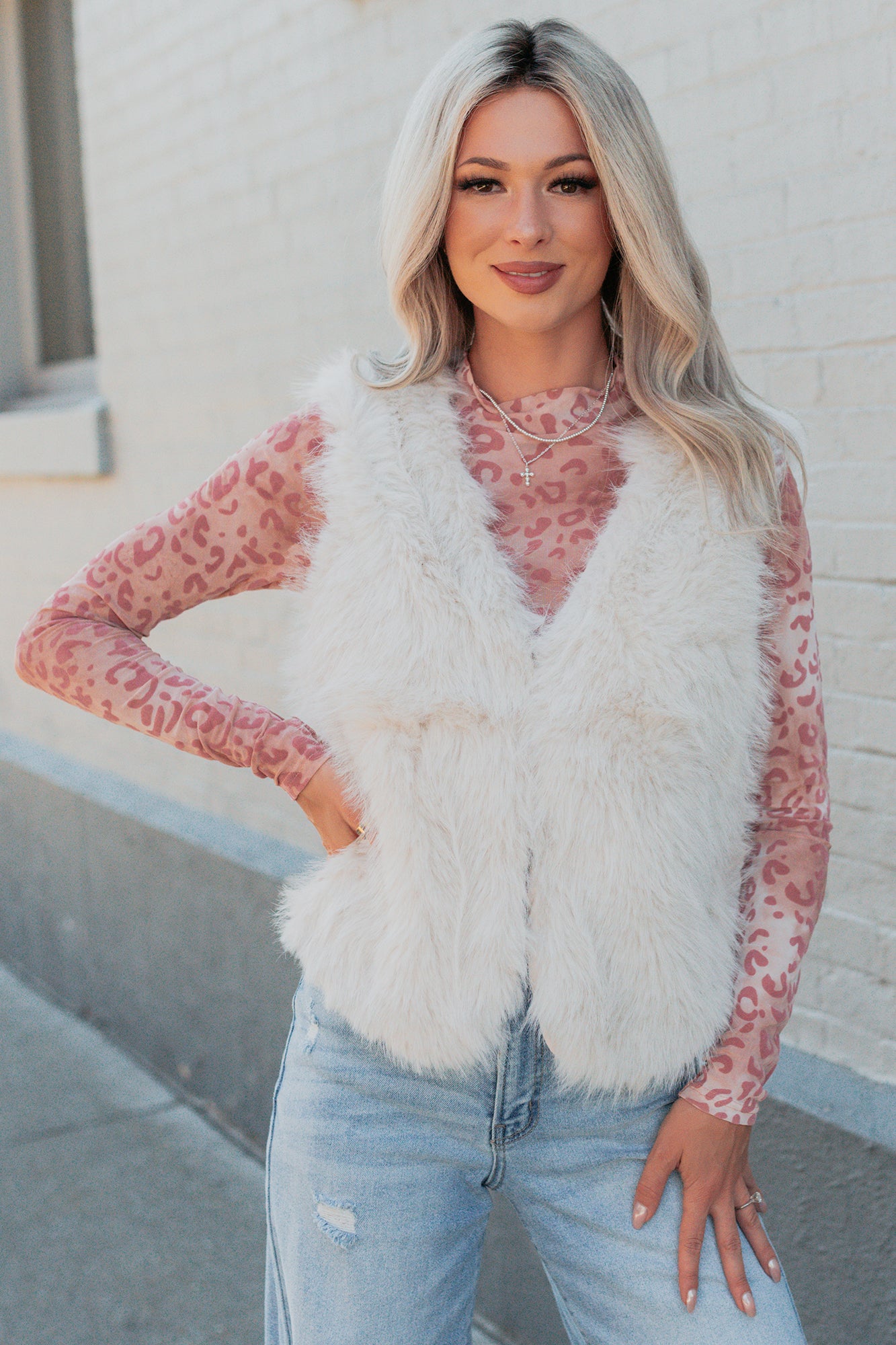 Passion & Desire Faux Fur Vest (Ecru) - NanaMacs