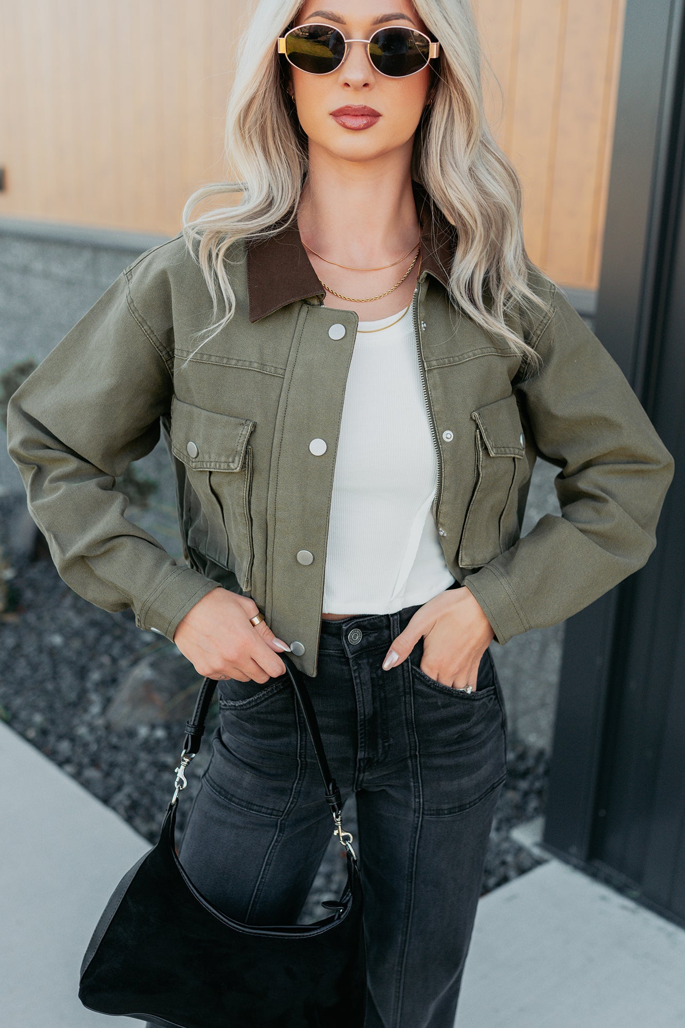 Sweet Fantasy Cropped Utility Jacket (Olive) · NanaMacs