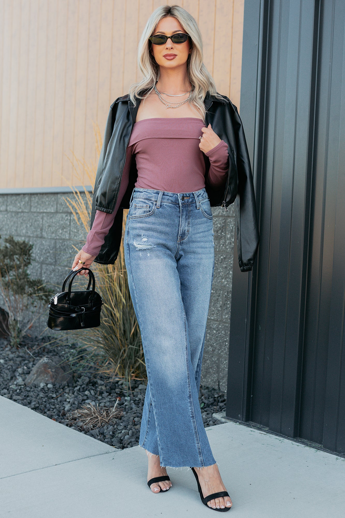 Starry Mood Off The Shoulder Bodysuit (Plum) - NanaMacs