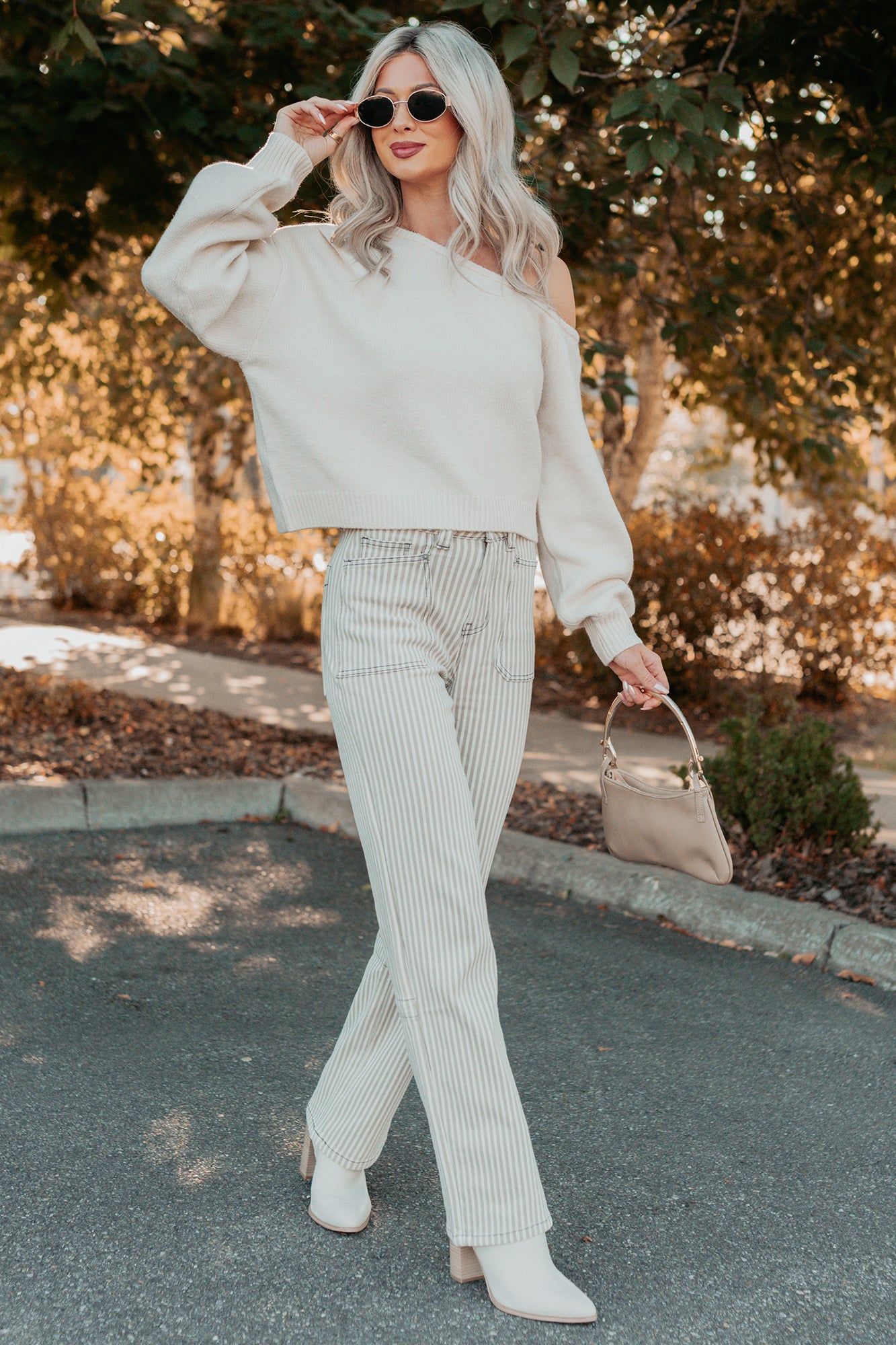 Into Your Arms One-Shoulder Knit Sweater (Cream) - NanaMacs