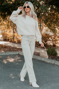 Into Your Arms One-Shoulder Knit Sweater (Cream) - NanaMacs