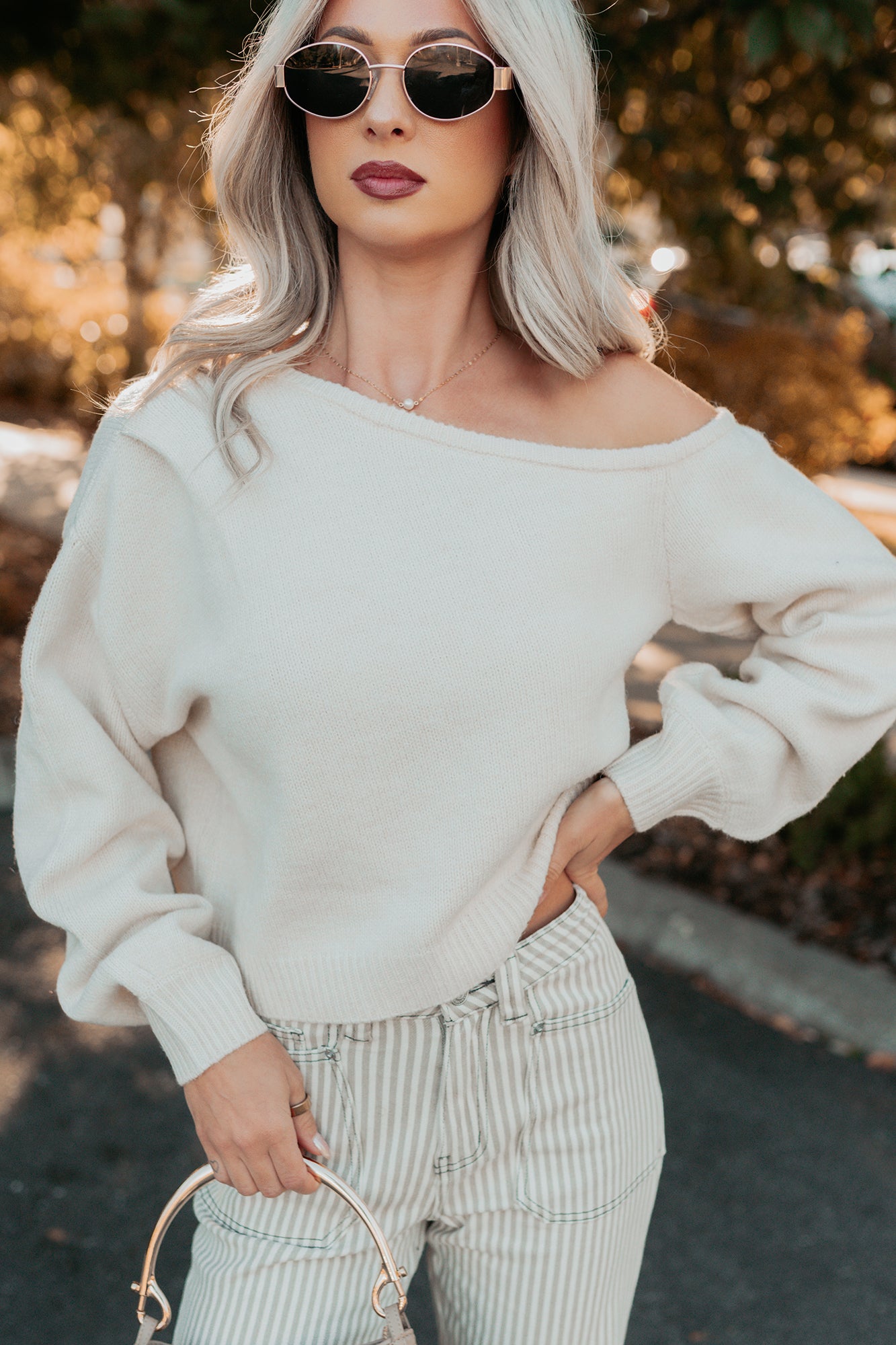 Into Your Arms One-Shoulder Knit Sweater (Cream) - NanaMacs