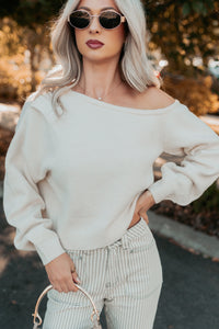 Into Your Arms One-Shoulder Knit Sweater (Cream) - NanaMacs