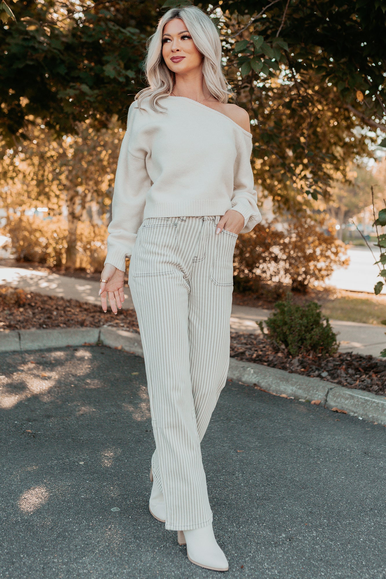 Into Your Arms One-Shoulder Knit Sweater (Cream) - NanaMacs