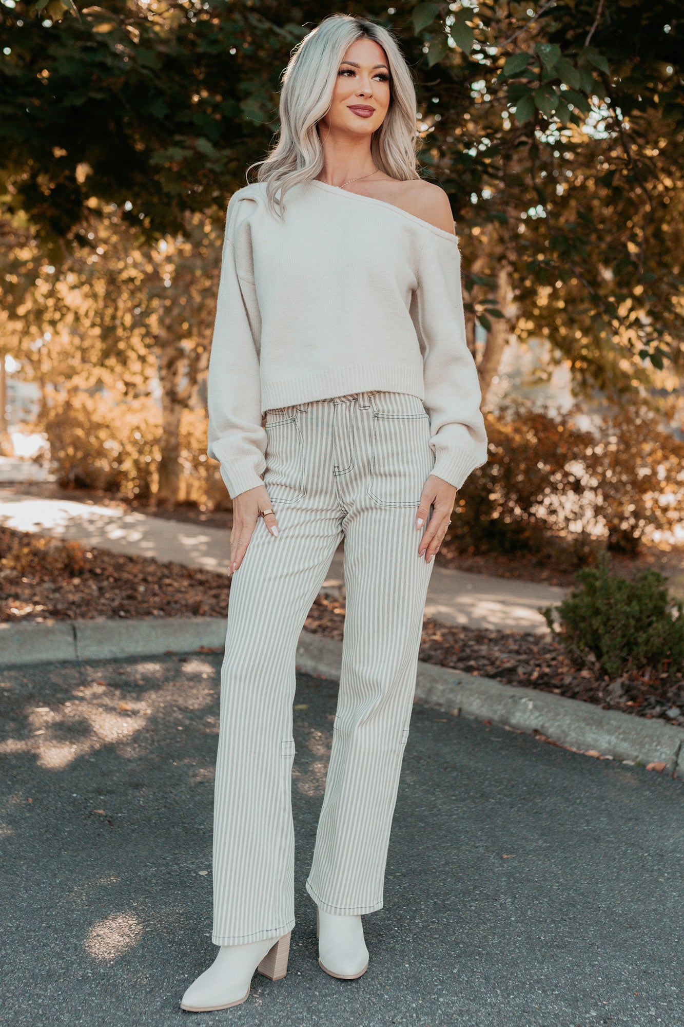 Into Your Arms One-Shoulder Knit Sweater (Cream) - NanaMacs