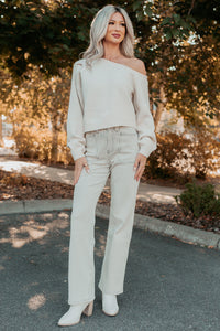 Into Your Arms One-Shoulder Knit Sweater (Cream) - NanaMacs