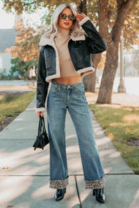 Macy Wide Leg Leopard Cuff Cello Jeans (Medium Tint) - NanaMacs