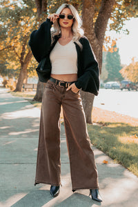 Valencia High Rise Wide Leg Mica Denim Jeans (Antique Bronze) - NanaMacs