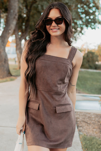 Honest Energy Sleeveless Mini Dress (Espresso) - NanaMacs