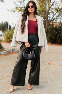 Burning Slow Sleeveless Square Neck Bodysuit (Ruby) - NanaMacs