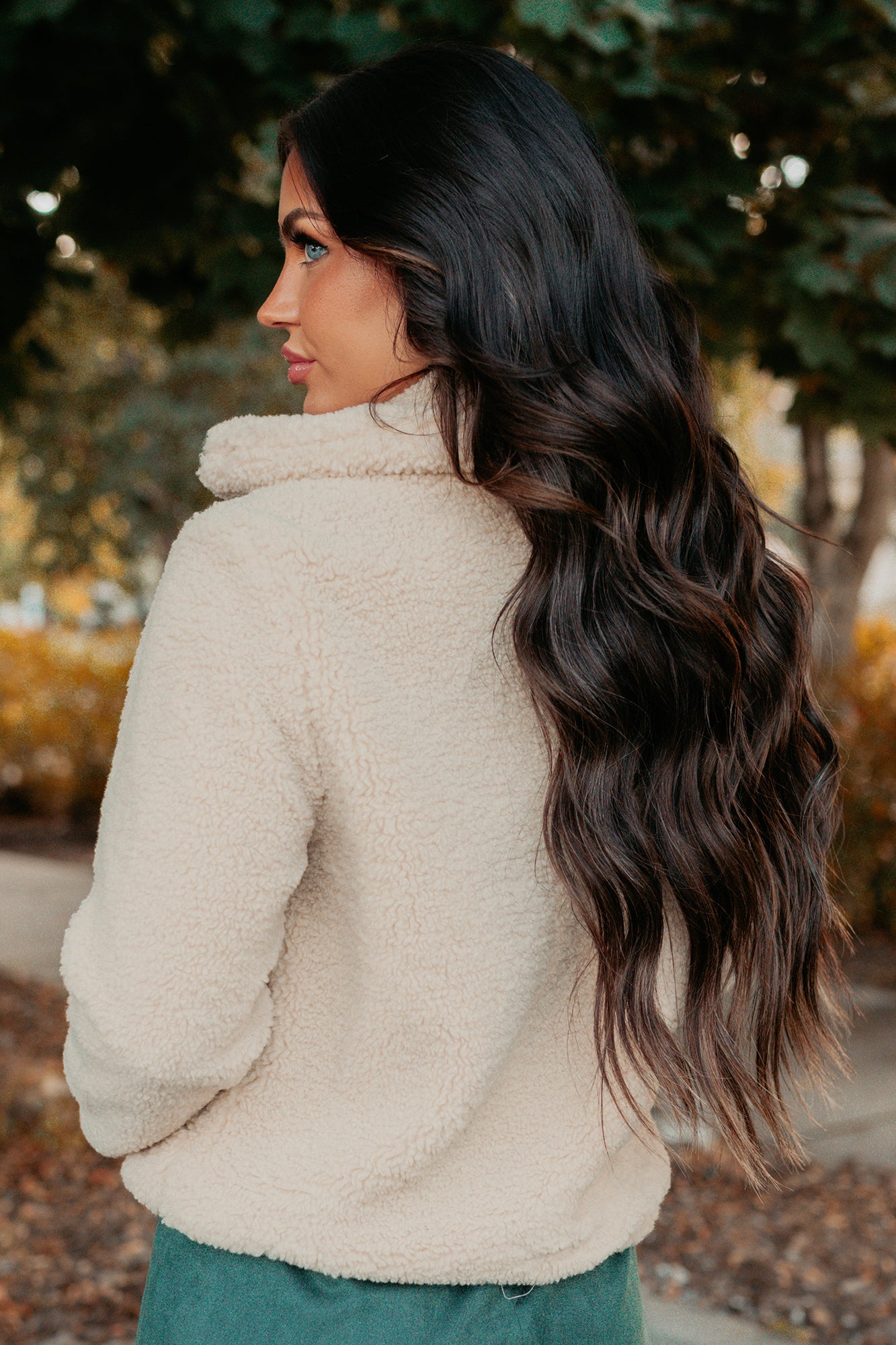 Mountain Haze Snap Button Up Sherpa Jacket (Cream) · NanaMacs