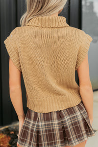 Made Simple Turtle Neck Short Sleeve Sweater (Tan) - NanaMacs