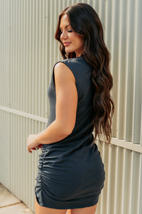 Stubborn Love Cap Sleeve Knit Mini Dress (Graphite) - NanaMacs